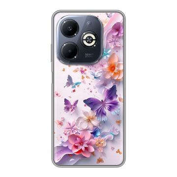 Силиконовый чехол на Infinix Smart 8 Plus с принтом цветы бабочки