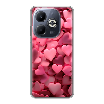 Силиконовый чехол на Infinix Smart 8 Plus с принтом розовые сердечки Силиконовый чехол на Infinix Smart 8 Plus с принтом розовые сердечки