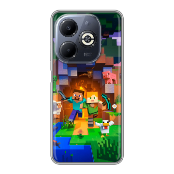 Силиконовый чехол на Infinix Smart 8 Plus с принтом Майнкрафт Minecraft Силиконовый чехол на Infinix Smart 8 Plus с принтом Майнкрафт Minecraft