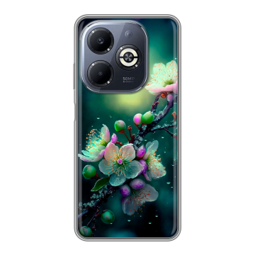 Силиконовый чехол на Infinix Smart 8 Plus с принтом Цветы и мрамор