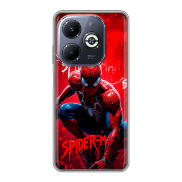 Силиконовый чехол на Infinix Smart 8 Plus с принтом Spiderman Человек паук Силиконовый чехол на Infinix Smart 8 Plus с принтом Spiderman Человек паук