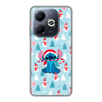 Силиконовый чехол на Infinix Smart 8 Plus с принтом Стич Новый год