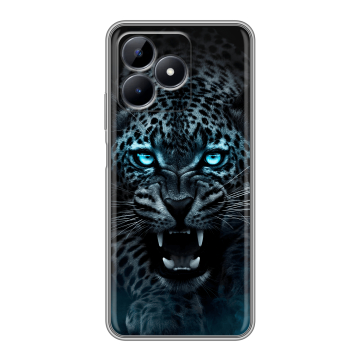 Силиконовый чехол на Realme Note 50 с принтом Темный леопард Силиконовый чехол на Realme Note 50 с принтом Темный леопард