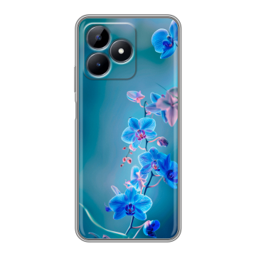 Силиконовый чехол на Realme Note 50 с принтом Голубые цветы Силиконовый чехол на Realme Note 50 с принтом Голубые цветы