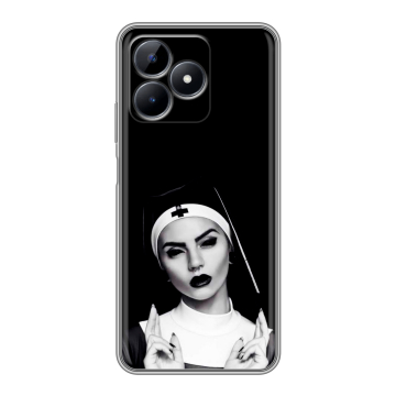 Силиконовый чехол на Realme Note 50 с принтом монашка