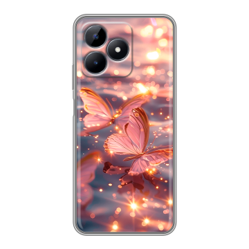 Силиконовый чехол на Realme Note 50 с принтом бабочки розовые