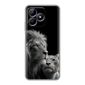 Силиконовый чехол на Realme Note 50 с принтом Лев кошки Силиконовый чехол на Realme Note 50 с принтом Лев кошки