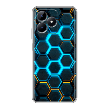 Силиконовый чехол на Realme Note 50 с принтом Неоновые соты Силиконовый чехол на Realme Note 50 с принтом Неоновые соты