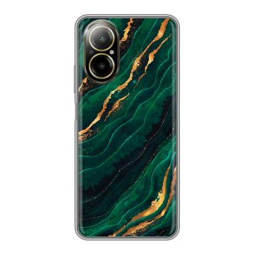 Силиконовый чехол на Realme C67 4G с принтом Мрамор зеленое золото Силиконовый чехол на Realme C67 4G с принтом Мрамор зеленое золото