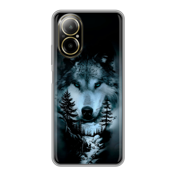 Силиконовый чехол на Realme C67 4G с принтом Лесной волк Силиконовый чехол на Realme C67 4G с принтом Лесной волк