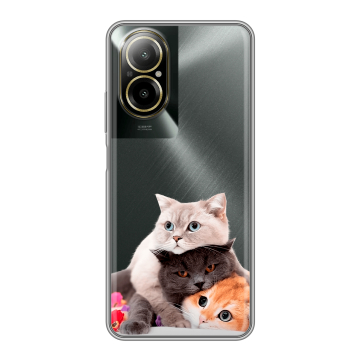 Силиконовый чехол на Realme C67 4G с принтом Кошки Силиконовый чехол на Realme C67 4G с принтом Кошки