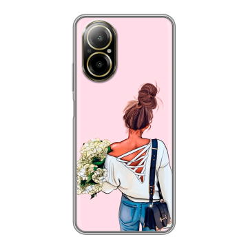 Силиконовый чехол на Realme C67 4G с принтом Девушка и букет Силиконовый чехол на Realme C67 4G с принтом Девушка и букет