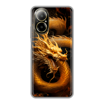 Силиконовый чехол на Realme C67 4G с принтом Золотой дракон Силиконовый чехол на Realme C67 4G с принтом Золотой дракон