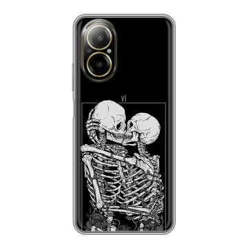 Силиконовый чехол на Realme C67 4G с принтом Поцелуй скелетов