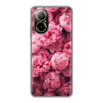 Силиконовый чехол на Realme C67 4G с принтом цветы пионы