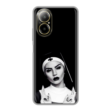 Силиконовый чехол на Realme C67 4G с принтом монашка