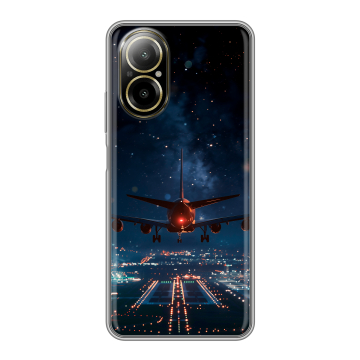 Силиконовый чехол на Realme C67 4G с принтом самолет