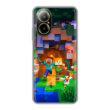 Силиконовый чехол на Realme C67 4G с принтом Майнкрафт Minecraft Силиконовый чехол на Realme C67 4G с принтом Майнкрафт Minecraft
