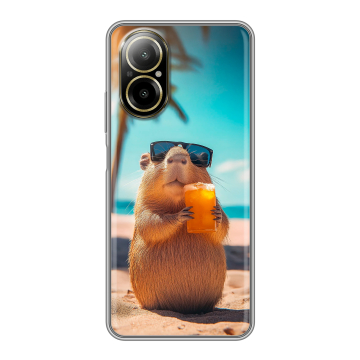 Силиконовый чехол на Realme C67 4G с принтом Капибара Силиконовый чехол на Realme C67 4G с принтом Капибара