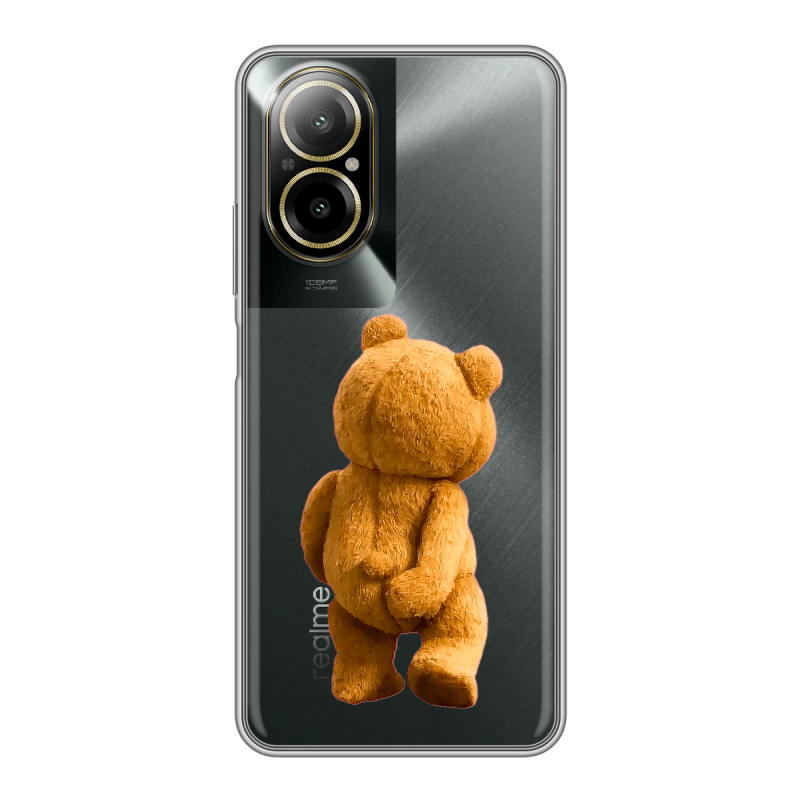 Силиконовый чехол на Realme C67 4G с принтом Медведь Силиконовый чехол на Realme C67 4G с принтом Медведь