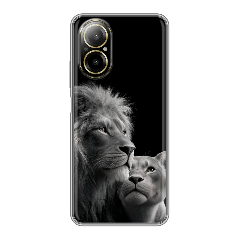 Силиконовый чехол на Realme C67 4G с принтом Лев кошки Силиконовый чехол на Realme C67 4G с принтом Лев кошки