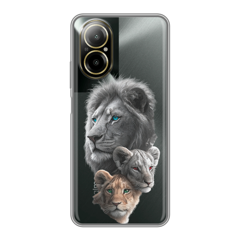 Силиконовый чехол на Realme C67 4G с принтом Львы Силиконовый чехол на Realme C67 4G с принтом Львы