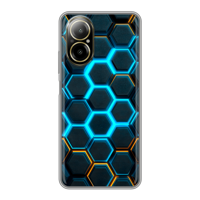 Силиконовый чехол на Realme C67 4G с принтом Неоновые соты Силиконовый чехол на Realme C67 4G с принтом Неоновые соты