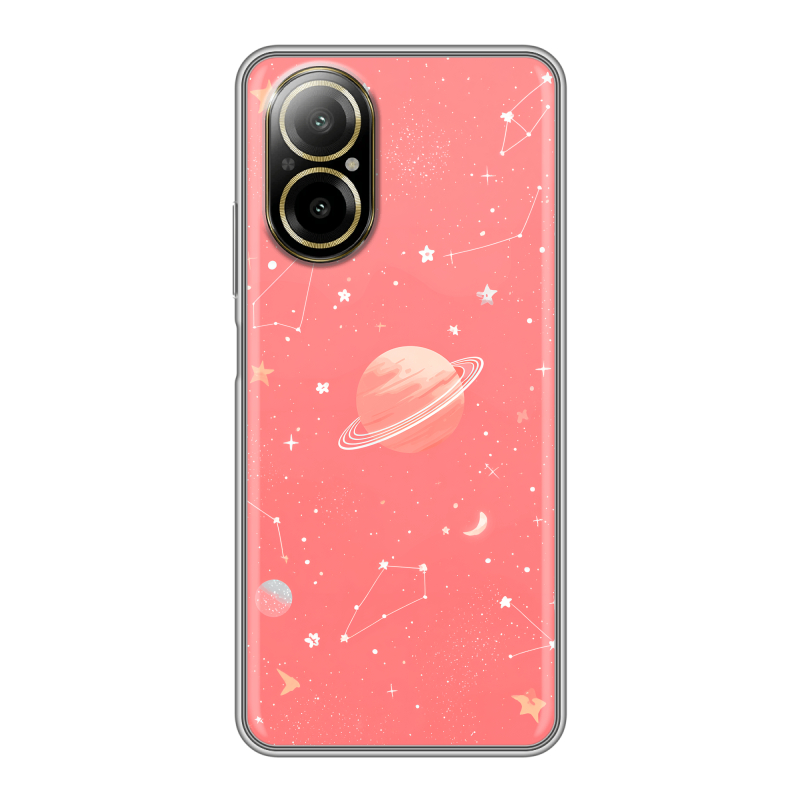 Силиконовый чехол на Realme C67 4G с принтом Розовый космос Силиконовый чехол на Realme C67 4G с принтом Розовый космос