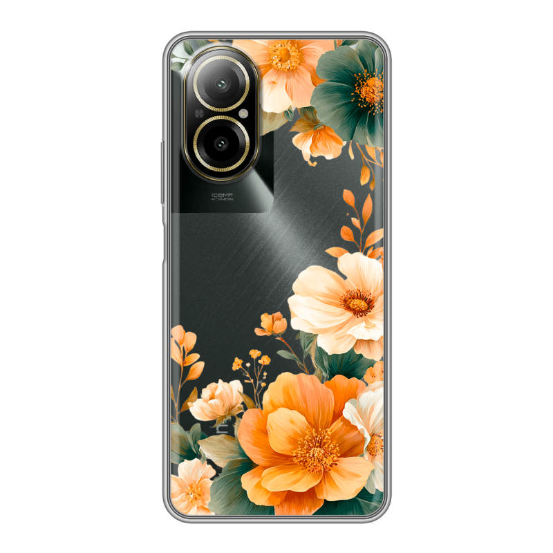 Силиконовый чехол на Realme C67 4G с принтом Цветы принт Силиконовый чехол на Realme C67 4G с принтом Цветы принт