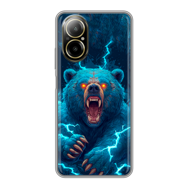 Силиконовый чехол на Realme C67 4G с принтом Медведь Силиконовый чехол на Realme C67 4G с принтом Медведь