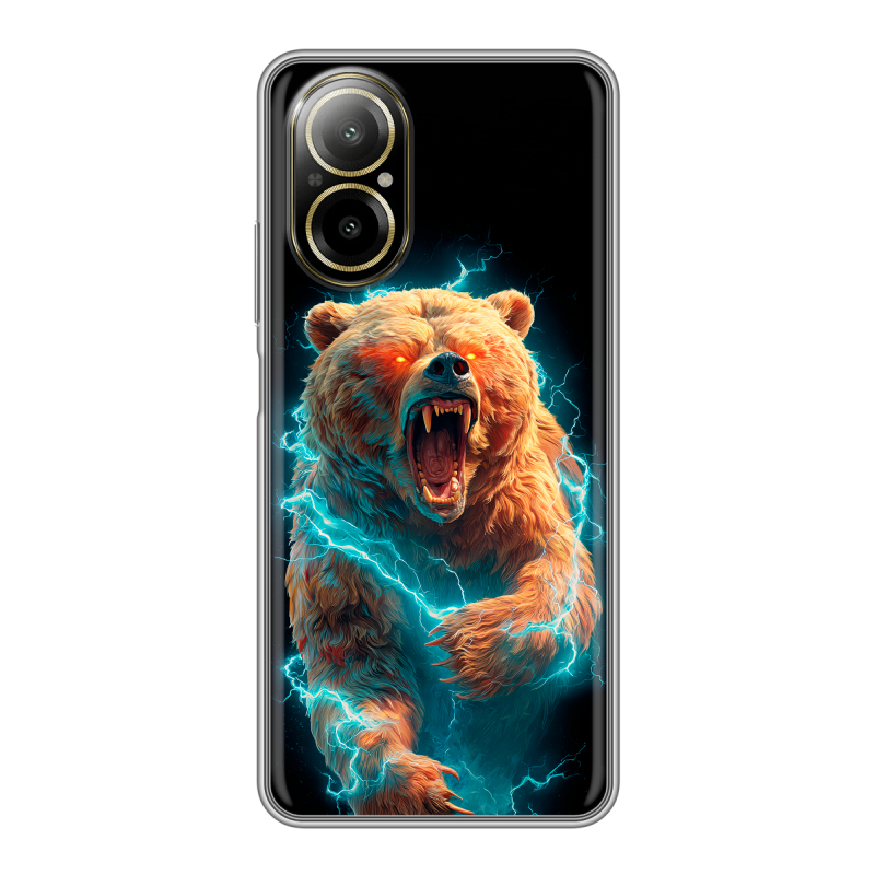 Силиконовый чехол на Realme C67 4G с принтом Медведь Силиконовый чехол на Realme C67 4G с принтом Медведь