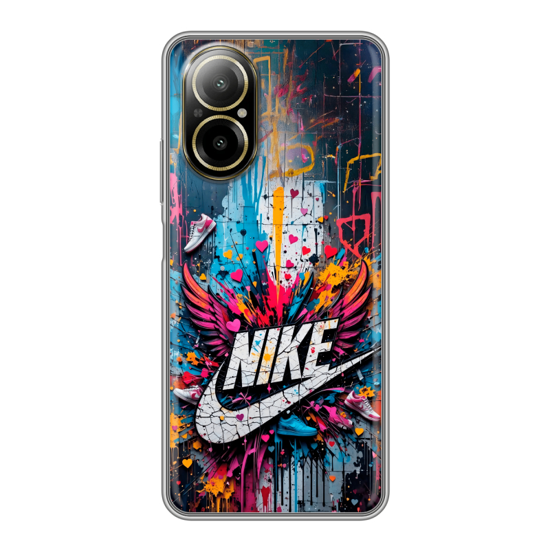 Силиконовый чехол на Realme C67 4G с принтом Nike Найк Силиконовый чехол на Realme C67 4G с принтом Nike Найк