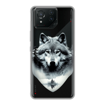Силиконовый чехол на ASUS ROG Phone 8 с принтом Волк в лесу
