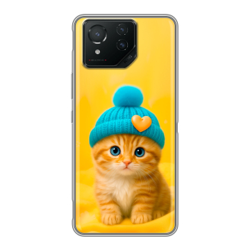 Силиконовый чехол на ASUS ROG Phone 8 с принтом Котенок в шапке Силиконовый чехол на ASUS ROG Phone 8 с принтом Котенок в шапке