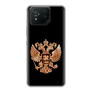 Силиконовый чехол на ASUS ROG Phone 8 с принтом Герб России золотой