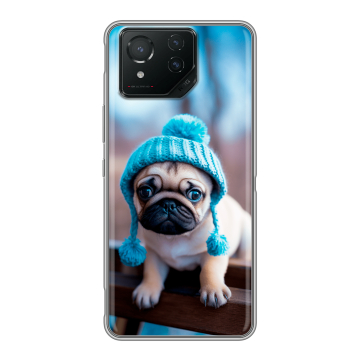 Силиконовый чехол на ASUS ROG Phone 8 с принтом Мопс в шапке