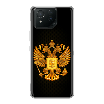 Силиконовый чехол на ASUS ROG Phone 8 с принтом Герб России желтый Силиконовый чехол на ASUS ROG Phone 8 с принтом Герб России желтый