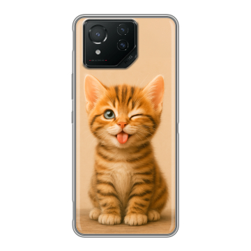 Силиконовый чехол на ASUS ROG Phone 8 с принтом котенок