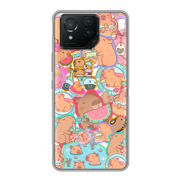 Силиконовый чехол на ASUS ROG Phone 8 с принтом капибары Силиконовый чехол на ASUS ROG Phone 8 с принтом капибары