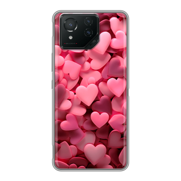 Силиконовый чехол на ASUS ROG Phone 8 с принтом розовые сердечки