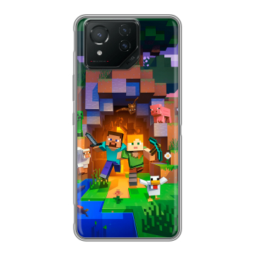 Силиконовый чехол на ASUS ROG Phone 8 с принтом Майнкрафт Minecraft