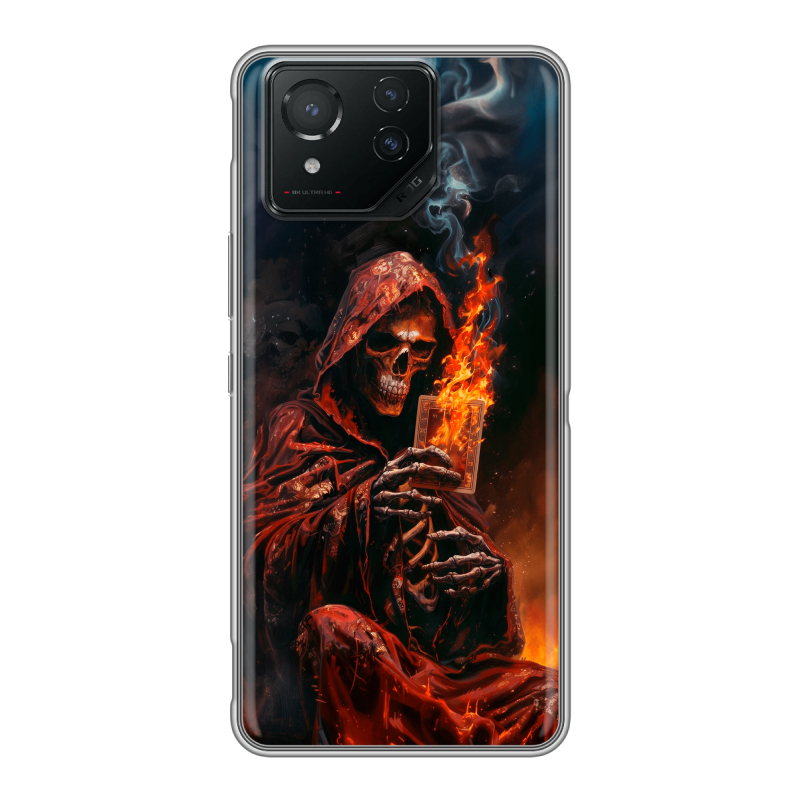 Силиконовый чехол на ASUS ROG Phone 8 с принтом Скелет и карты Силиконовый чехол на ASUS ROG Phone 8 с принтом Скелет и карты