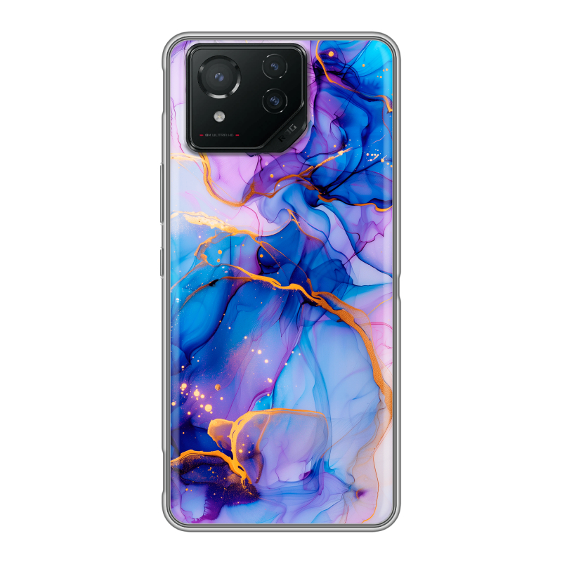 Силиконовый чехол на ASUS ROG Phone 8 с принтом синий мрамор Силиконовый чехол на ASUS ROG Phone 8 с принтом синий мрамор