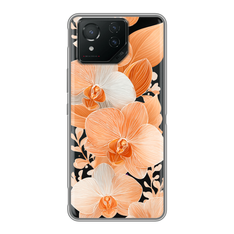 Силиконовый чехол на ASUS ROG Phone 8 с принтом Бежевые цветы Силиконовый чехол на ASUS ROG Phone 8 с принтом Бежевые цветы