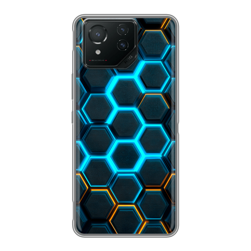 Силиконовый чехол на ASUS ROG Phone 8 с принтом Неоновые соты Силиконовый чехол на ASUS ROG Phone 8 с принтом Неоновые соты