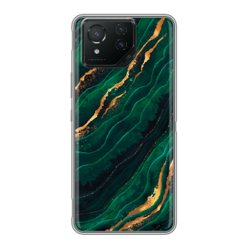 Силиконовый чехол на ASUS ROG Phone 8 Pro с принтом Мрамор зеленое золото Силиконовый чехол на ASUS ROG Phone 8 Pro с принтом Мрамор зеленое золото