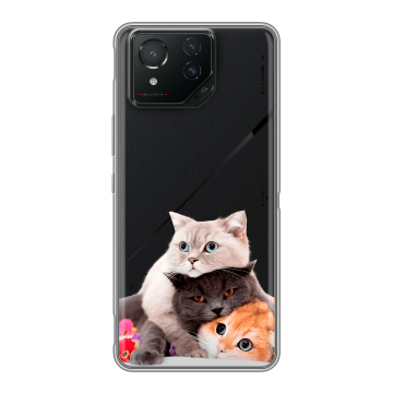 Силиконовый чехол на ASUS ROG Phone 8 Pro с принтом Кошки Силиконовый чехол на ASUS ROG Phone 8 Pro с принтом Кошки