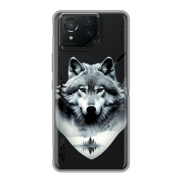 Силиконовый чехол на ASUS ROG Phone 8 Pro с принтом Волк в лесу Силиконовый чехол на ASUS ROG Phone 8 Pro с принтом Волк в лесу