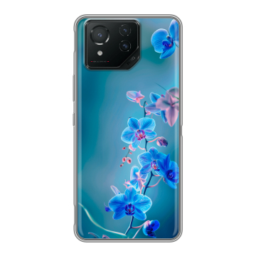 Силиконовый чехол на ASUS ROG Phone 8 Pro с принтом Голубые цветы Силиконовый чехол на ASUS ROG Phone 8 Pro с принтом Голубые цветы