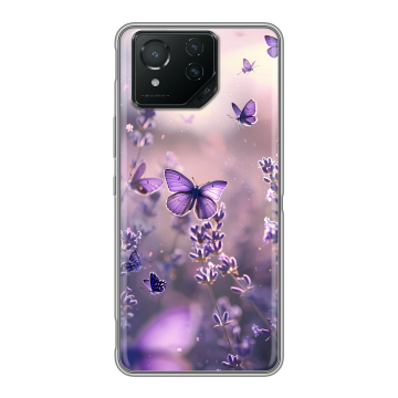 Силиконовый чехол на ASUS ROG Phone 8 Pro с принтом бабочки и лаванда Силиконовый чехол на ASUS ROG Phone 8 Pro с принтом бабочки и лаванда